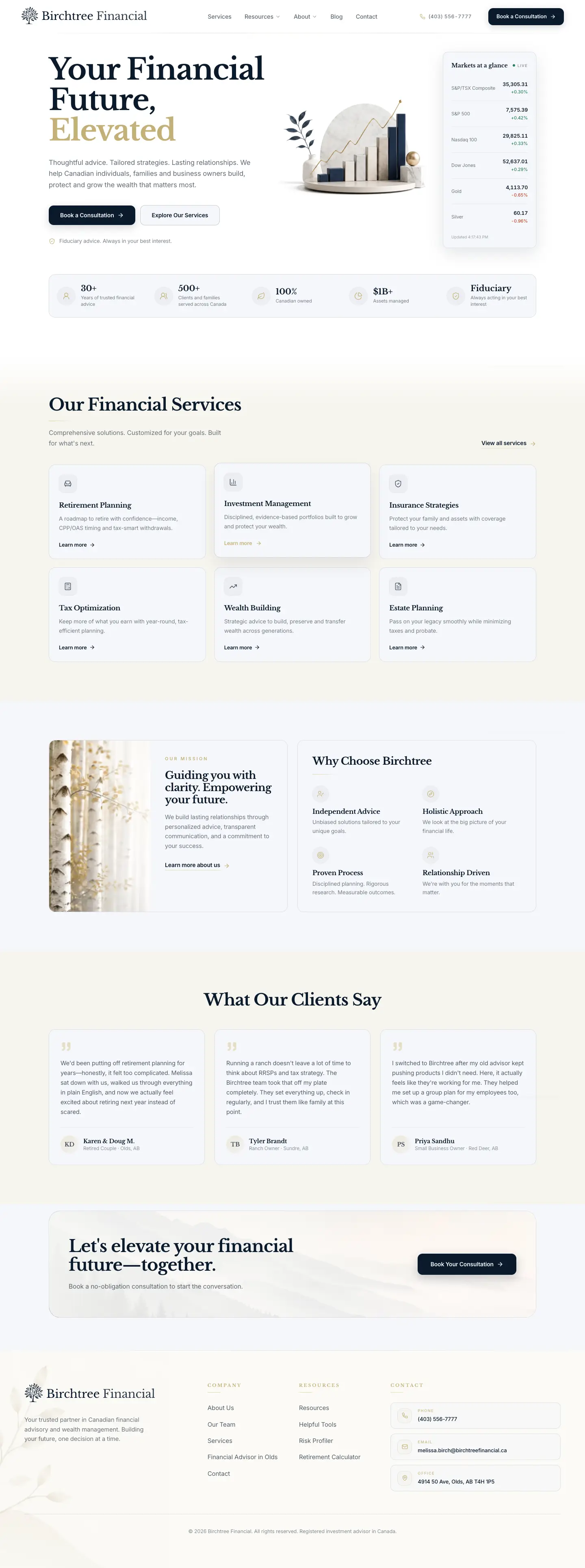 Birchtree Financial website built by The Site Guy
